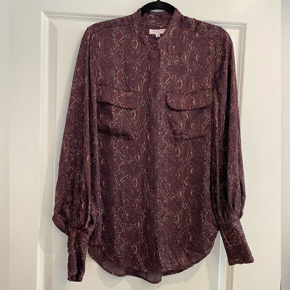 EQUIPMENT Helaine Python Print Collarless Shirt Sz. Small button up blouse - Picture 7 of 11